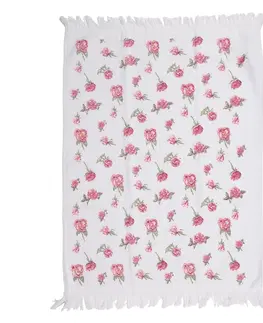 Utěrky Bílý kuchyňský froté ručník s růžičkami - 40*66 cm Clayre & Eef T029