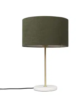 Stolni lampy Mosazná stolní lampa se zeleným odstínem 35 cm - Kaso