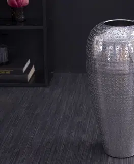 Dekorace LuxD Designová váza Khalil 50 cm stříbrná