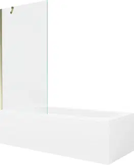 Vany MEXEN/S Vega obdélníková vana 150 x 70 cm s panelem + vanová zástěna 90 cm, transparent, zlatá 550115070X9509000050