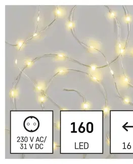 LED řetězy EMOS LED vánoční nano řetěz, 16 m, venkovní i vnitřní, teplá bílá, časovač D3AW16