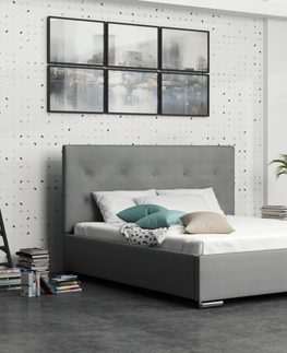 Postele Čalouněná postel DANGELO 1 180x200 cm, šedá látka