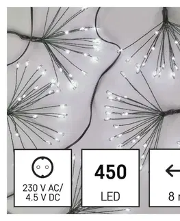 LED řetězy EMOS LED světelný řetěz - svítící trsy, nano, 8 m, vnitřní, studená bílá, časovač D3AC10