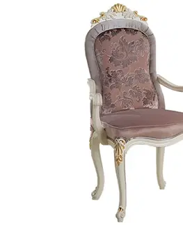 Luxusní jídelní židle Estila Luxusní zdobená jídelní čalouněná židle Pasiones s opěrkami s čalouněním 111cm