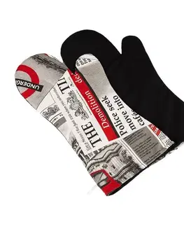 Chňapky Bellatex Grilovací rukavice Noviny červená/černá, 22 x 46 cm, 2 ks