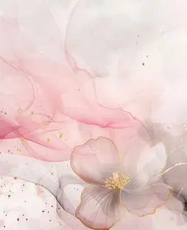 Samolepící tapety Samolepící tapeta elegantní květiny s růžovo-zlatým nádechem