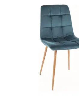 Jídelní sety Jídelní židle MILA VELVET dub Signal Modrá