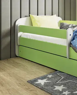 Dětské postýlky Kocot kids Dětská postel Babydreams méďa s kytičkami zelená, varianta 70x140, bez šuplíků, bez matrace