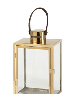 Zahradní lampy Zlatá kovová lucerna Recin - 21*15*43cm J-Line by Jolipa 5180