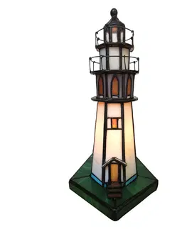 Svítidla Stolní lampa Tiffany Lighthouse - 11*11*25 cm Clayre & Eef 5LL-6006