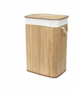 Koše na prádlo Compactor Bambusový koš na prádlo s víkem Compactor Bamboo - obdélníkový, přírodní, 43 x 35 x 60 cm