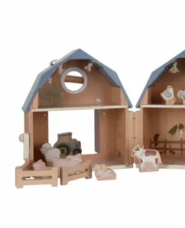 Hračky LITTLE DUTCH - Domeček pro panenky dřevěný přenosný Farma