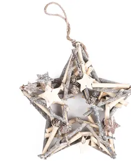 Vánoční dekorace Vánoční dřevěná hvězda Whitewood, 25 cm   