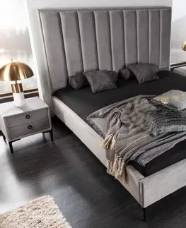 Luxusní a stylové postele Estila Moderní čalouněná manželská postel Everson v šedé barvě 180x200cm