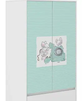 Nábytek Dětská šatní skříň se třemi myškami 180x55x90 cm
