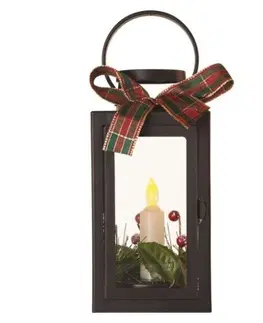 Vánoční lucerny EMOS Vánoční lucerna se svíčkou Tupi 20 cm černá