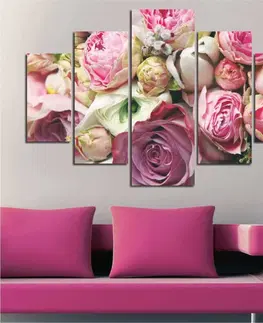 Obrazy Wallity Vícedílný obraz ROSES OF PINK 95 92 x 56 cm