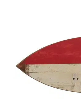Věšáky Červeno-bílý dřevěný věšák v designu surfového prkna Beach - 87*9*20,5 cm J-Line by Jolipa 93568