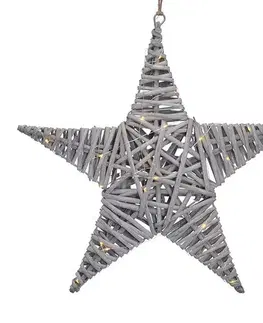 Vánoční dekorace Solight LED ratanová hvězda, 40x LED, 2xAA, 40cm