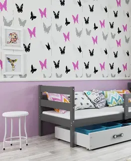Postele BMS Dětská jednolůžková postel Eryk | šedá Barva: Šedá / růžová, Rozměr: 190 x 80 cm