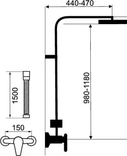 Koupelnové baterie NOVASERVIS Sprchová souprava + sprchová baterie s horním vývodem 36062 SET069/36,0