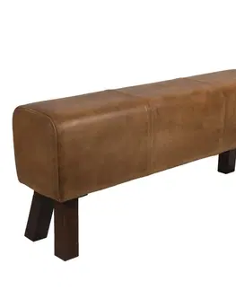 Stoličky Hnědá kožená stolička pod nohy Yara - 119*30*53 cm Clayre & Eef 50512