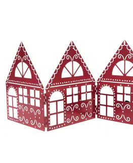 Vánoční dekorace Vánoční kovová dekorace Three houses červená, 50 x 20 x 2,5 cm