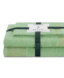 Ručníky AmeliaHome Sada 3 ks ručníků BELLIS klasický styl světle zelená, velikost 30x50+50x90+70x130