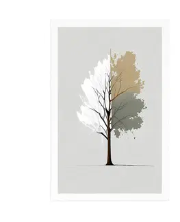 Stromy a listy Plakát minimalistický vícebarevný strom