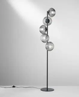 Stojací lampy Eco-Light Stojací lampa Ripple, černá/kouřově šedá, 5 světel, sklo