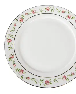 Talíře Porcelánový dezertní talíř s růžičkami Cutty Rose - ∅ 21*2 cm Clayre & Eef URDP