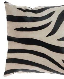 Dekorační polštáře Černo-bílý kožený polštář s výplní Zebra -  44*14*43cm J-Line by Jolipa 72492