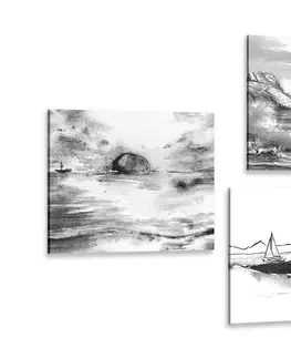 Sestavy obrazů Set obrazů moře v imitaci olejomalby