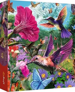Hračky puzzle TREFL - Puzzle 1000 Premium Plus - Čajový čas: Zahrada kolibříků