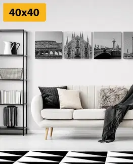 Sestavy obrazů Set obrazů města v černobílém provedení