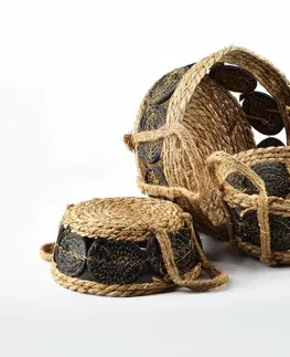 Úložné boxy Mondex Úložný košík Bali s uchy L 27x13 cm hnědo-černý