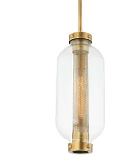 Závěsná svítidla HUDSON VALLEY venkovní závěsné svítidlo ATWATER mosaz/sklo mosaz/čirá E27 1x13W 0 F7037-CE