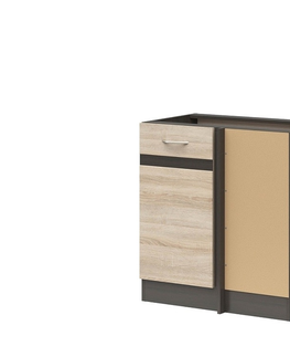 Kuchyňské dolní skříňky JAMISON, skříňka dolní rohová 100 cm bez pracovní desky, pravá,dub sonoma