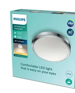 LED stropní svítidla LED Koupelnové stropní přisazené svítidlo Philips DORIS CL257 8718699777234 17W 1500lm 2700K IP44 31,3cm chromové