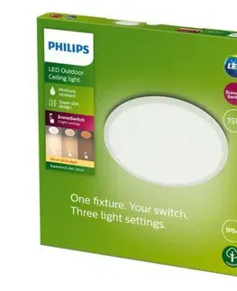 LED venkovní stropní svítidla Philips Superslim CL550 venkovní přisazené LED svítidlo 15W 1300lm 2700K krokové stmívání IP54 25cm, bílé
