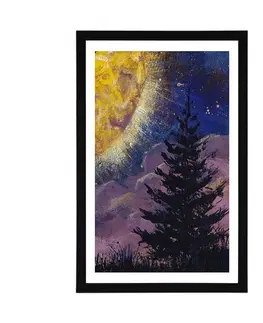 Vesmír a hvězdy Plakát s paspartou síla měsíce na noční obloze