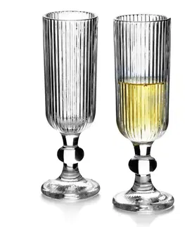 Sklenice Affekdesign Sada 6 sklenic na šampaňské ELISE STRIPE 185 ml čirá