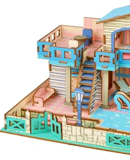 3D puzzle Woodcraft construction kit Dřevěné 3D puzzle Vila na ostrově Lembongon