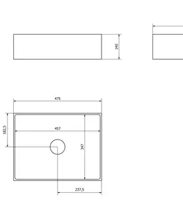 Umyvadla SAPHO FORMIGO betonové umyvadlo na desku, 47,5x36,5cm, antracit FG116