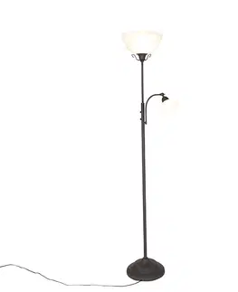 Stojaci lampy Klasická hnědá stojací lampa s lampičkou na čtení - Dallas
