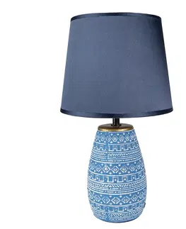 Lampy Modrá stolní lampa s keramickou základnou Etnie - Ø 20*35 cm E27/max 1*60W Clayre & Eef 6LMC0072