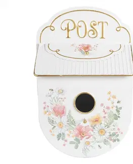 Poštovní schránky Bílá poštovní schránka ve tvaru ptačí budky Post s květy - 27*11*41 cm Clayre & Eef 6Y5492