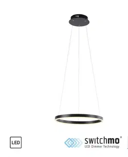 LED lustry a závěsná svítidla LEUCHTEN DIREKT is JUST LIGHT LED závěsné svítidlo antracit, kruhové pr.40cm, stmívatelné, Switchmo, teplá bílá krokově stmívatelné 3000K