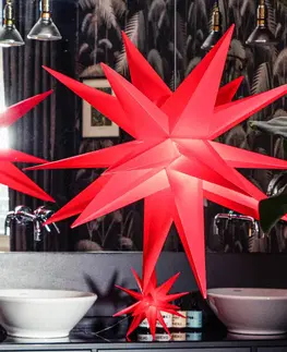Vánoční světelná hvězda STERNTALER LED hvězda vnitřní, venkovní baterie Ø25cm červená