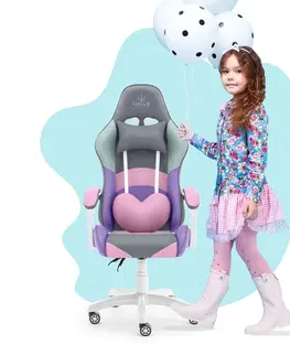 Herní křesla Dětská hrací židle Rainbow fialovo-šedá